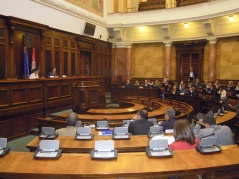 11 September 2014 National Assembly Deputy Speaker Gordana Comic speaks to members of the Committee on EU enlargement of the Council of European Union